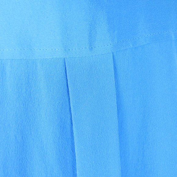 Equipment Bright Blue Silk Blouse Size L Curved Hem - Picture 4 of 12